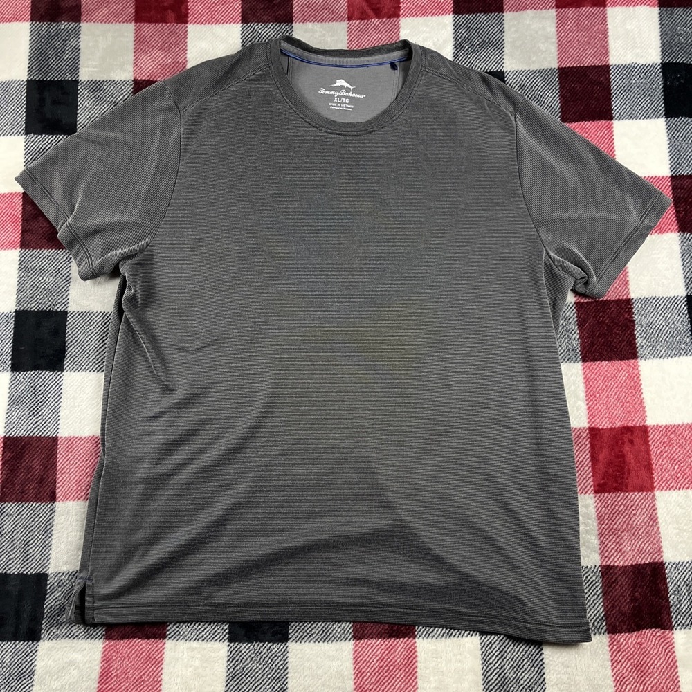 Tommy Bahama Shirt Mens XL Gray Waffle Knit Outdoor Casual Golf Poly Tencel